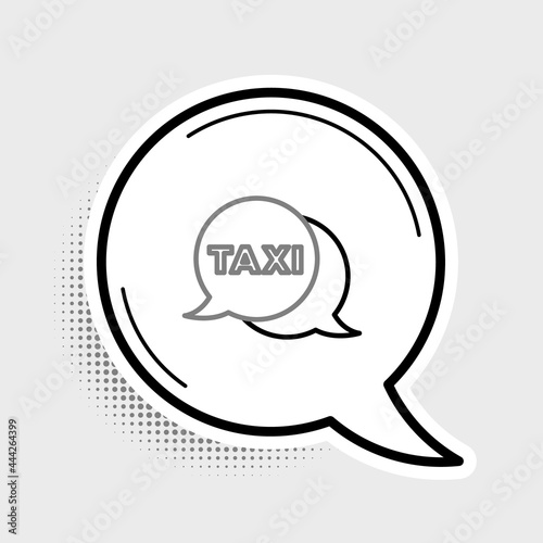 Line Taxi call telephone service icon isolated on grey background. Speech bubble symbol. Taxi for smartphone. Colorful outline concept. Vector
