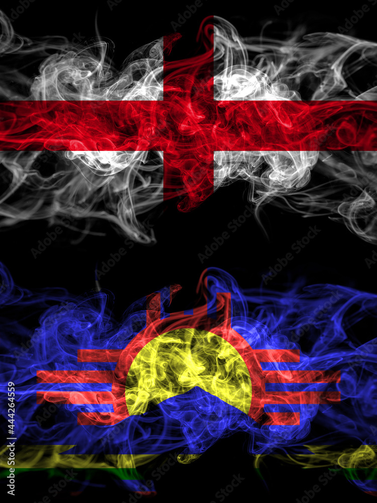 Flag of England, English and United States of America, America, US, USA, American, Roswell, New Mexico countries with smoky effect Flag of England, English and United States of America, America, US, USA, American, Roswell, New Mexico countries with smoky effect