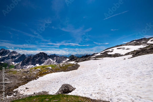 landscape in the mountains with snow (Lünersee, Austria)