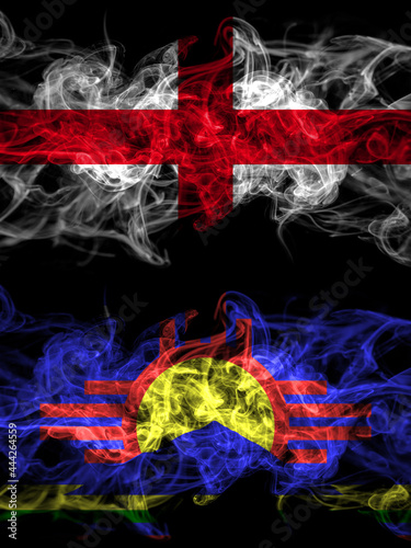 Flag of England, English and United States of America, America, US, USA, American, Roswell, New Mexico countries with smoky effect