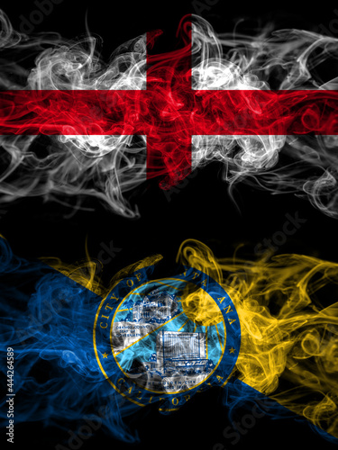 Flag of England, English and United States of America, America, US, USA, American, Santa Ana, California countries with smoky effect photo
