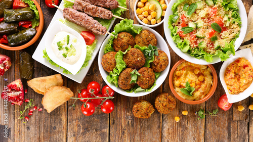 middle eastern or arabic cuisine- falafel, tabboulh, hummus, pita