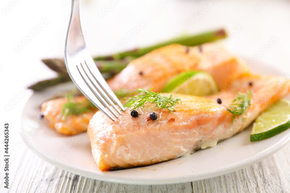 baked salmon fish and lemon