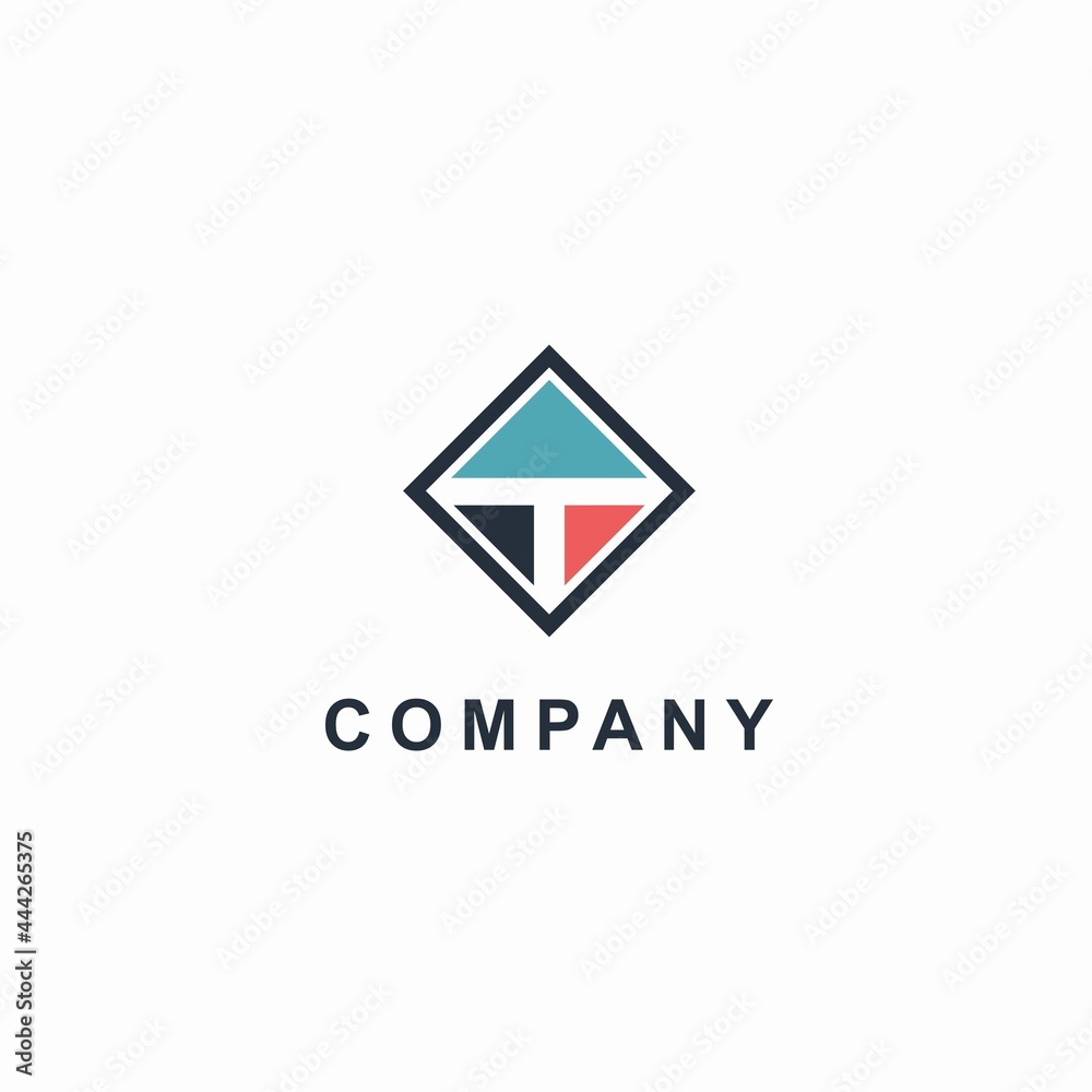design logo creative square and letter T