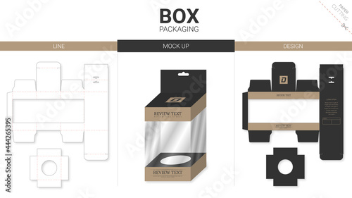 Box packaging and mockup die cut template
