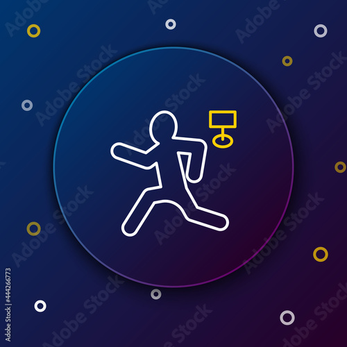 Line Murder icon isolated on blue background. Body, bleeding, corpse, bleeding icon. Concept of crime scene. Colorful outline concept. Vector