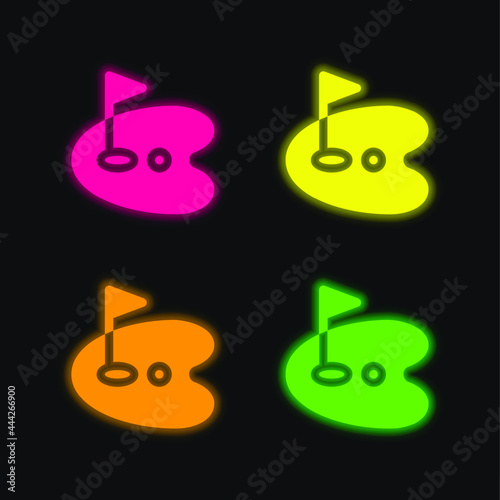 Birdie four color glowing neon vector icon