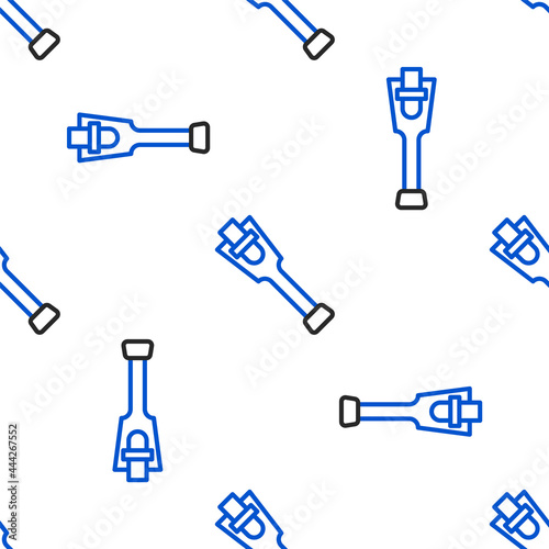 Line Prosthesis leg icon isolated seamless pattern on white background. Futuristic concept of bionic leg, robotic mechanical leg. Colorful outline concept. Vector