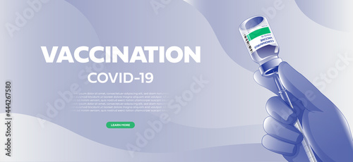 Vaccine medicine poster. Influenza vaccine shot concept, medicine flu immune safety, disease syringes inoculation, vector illustration