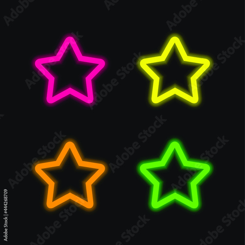 1 Star four color glowing neon vector icon photo