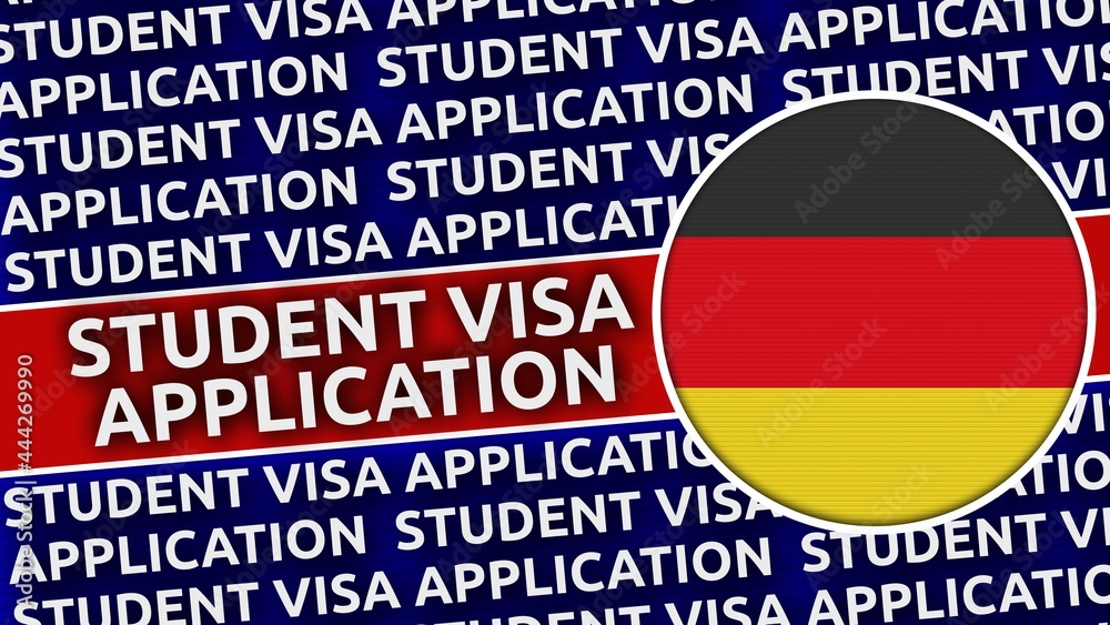 Fototapeta premium Germany Circular Flag with Student Visa Application Titles - 3D Illustration
