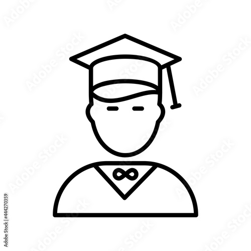 Male Student Outline Vector Icon Design