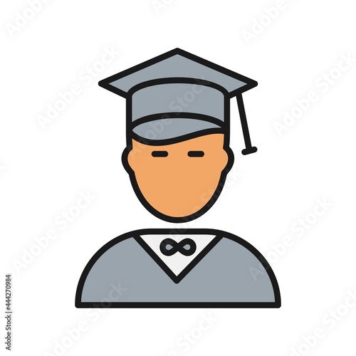 Male Student Line Filled Vector Icon Design