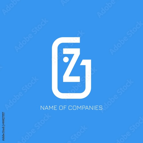 Logo elements: eyes in the shape of a point, nose - 'Z' and head - 'D'. Vector.