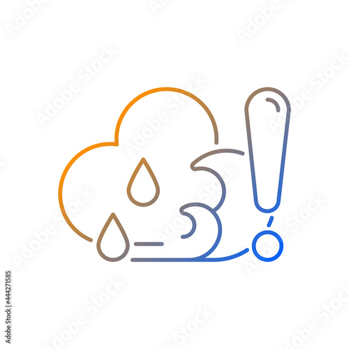 Checking weather before surfing gradient linear vector icon. Surf forecast. Gathering reports about surf spot. Thin line color symbols. Modern style pictogram. Vector isolated outline drawing