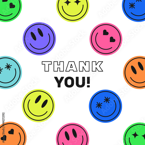 Thank You minimalistic modern illustration. Smile pattern vector design.
