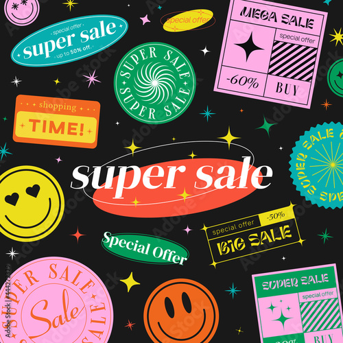 Super Sale Modern Trendy Banner. Special Offer Promo Cool Poster.