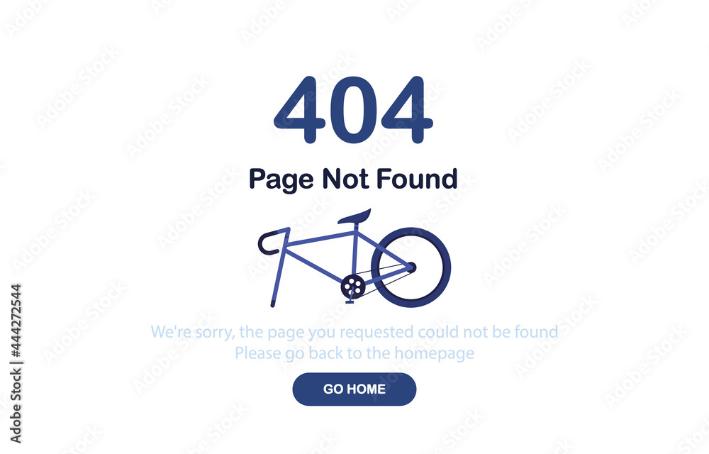 Vector illustration 404 error web page with broken bicycle without wheel. System error, broken page. Web Template. Blue. Eps 10 Vector illustration 404 error web page with broken bicycle without wheel. System error, broken page. Web Template. Blue. Eps 10
