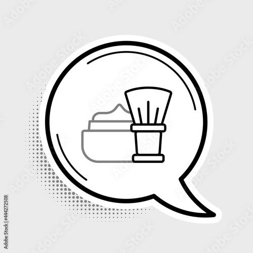 Line Shaving brush with foam icon isolated on grey background. Barbershop symbol. Colorful outline concept. Vector