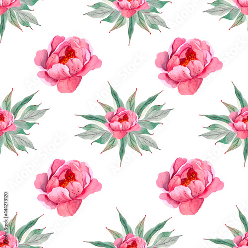 Wallpaper Mural Peony Seamless Pattern floral pattern with peonies on light background, watercolor. Torontodigital.ca