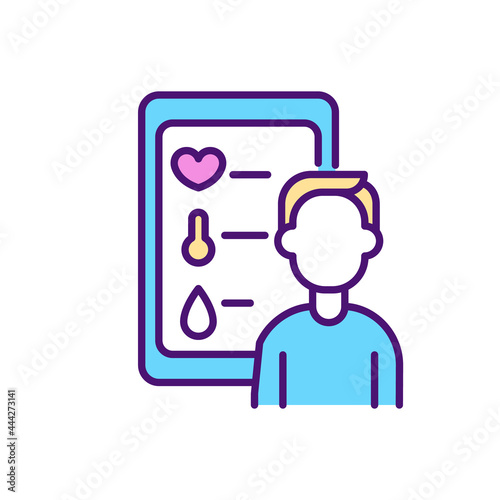 Health tracking systems RGB color icon. Isolated vector illustration. Smart technologies for controlling body conditions. Artificial intelligence simple filled line drawing