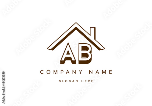 Alphabet letters AB home or house logo for real estate