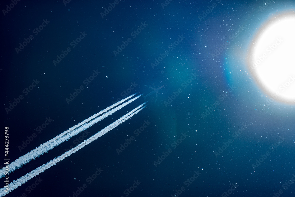 Naklejka premium Airplane flying by with stars