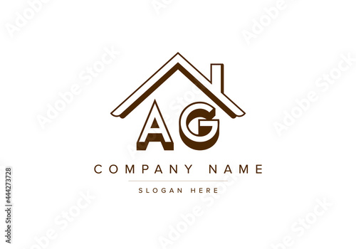 Alphabet letters AG home or house logo for real estate