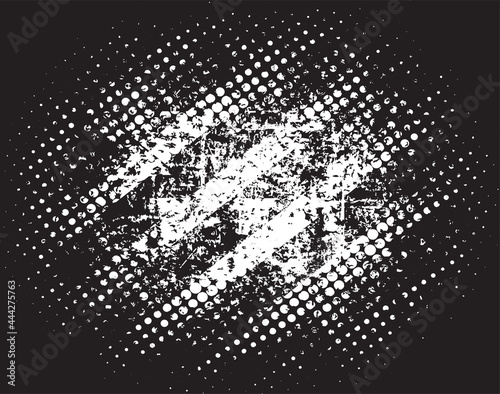 Rectangular grunge halfton, texture with shabby old stripes in black, design flat style vector illustration.