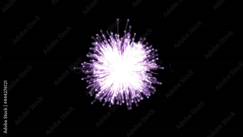 Animation of pink firework exploding on black background