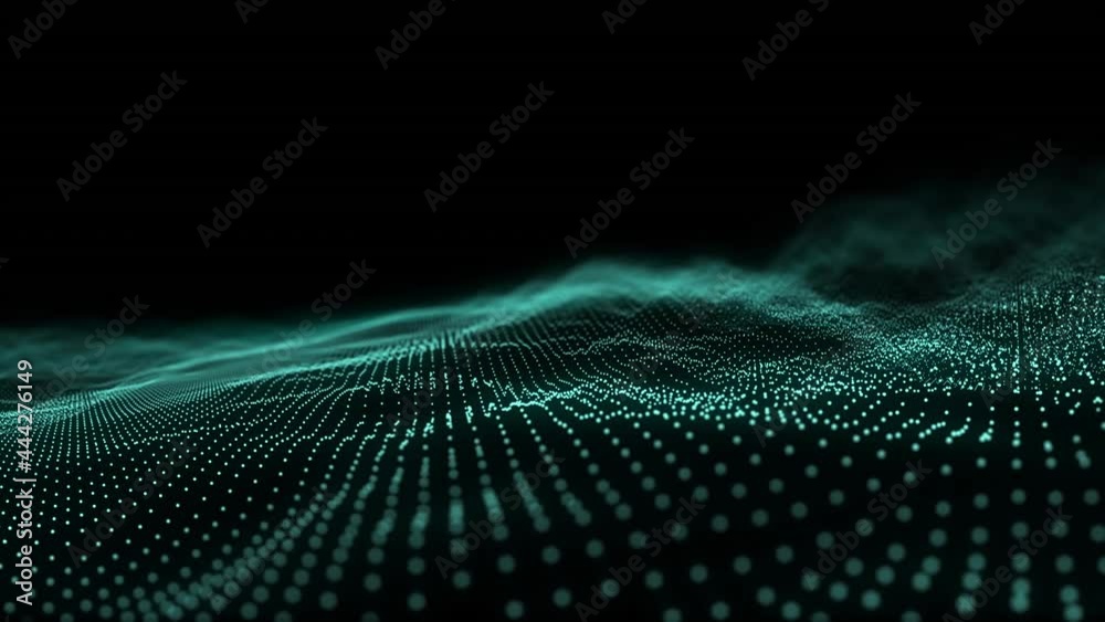 Animation of undulating contour landscape of blue dots on black background Animation of undulating contour landscape of blue dots on black background