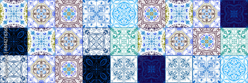 Digital Clipart seamless pattern spanish or portugese azulejo mediterranean retro tile colorful design stock
