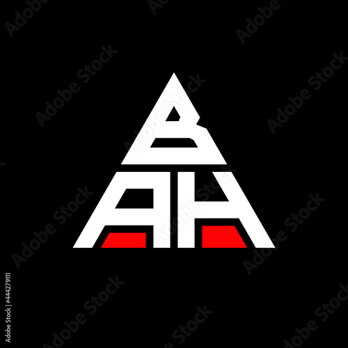 BAH triangle letter logo design with triangle shape. BAH triangle logo design monogram. BAH triangle vector logo template with red color. BAH triangular logo Simple, Elegant, and Luxurious Logo. BAH 