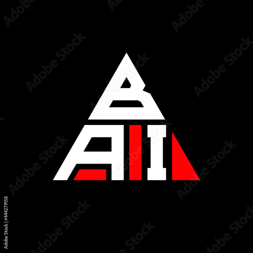 BAI triangle letter logo design with triangle shape. BAI triangle logo design monogram. BAI triangle vector logo template with red color. BAI triangular logo Simple, Elegant, and Luxurious Logo. BAI 