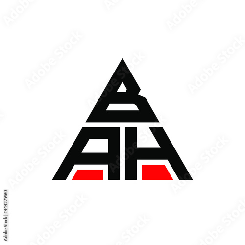 BAH triangle letter logo design with triangle shape. BAH triangle logo design monogram. BAH triangle vector logo template with red color. BAH triangular logo Simple, Elegant, and Luxurious Logo. BAH 