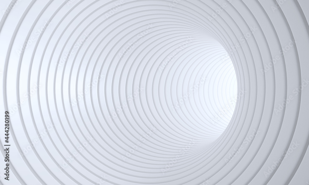 White rings line up to form a tunnel. Constructed of the tubular white circle put together.3d Rendering. White rings line up to form a tunnel. Constructed of the tubular white circle put together.3d Rendering.