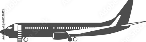 Vector illustration of a passenger plane on the side.