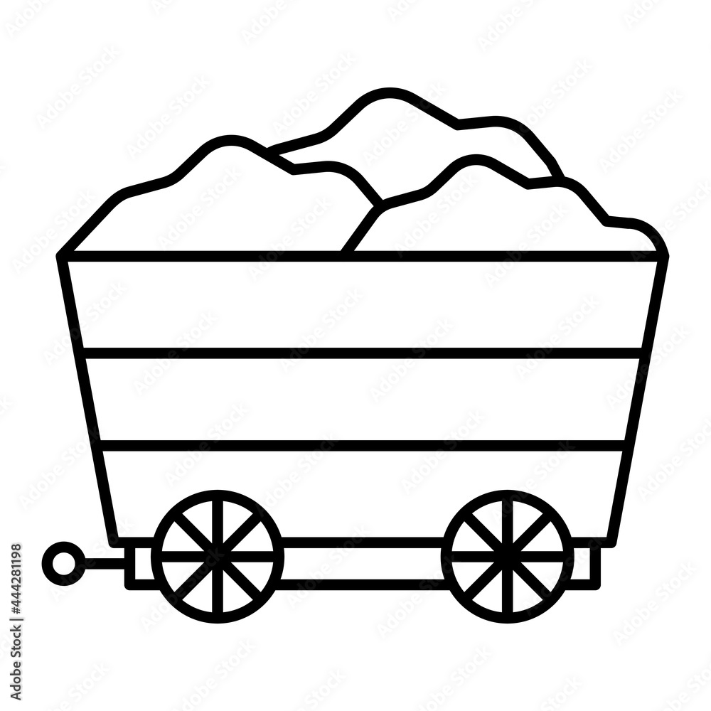 Vector Mine Cart Outline Icon Design Vector Mine Cart Outline Icon Design