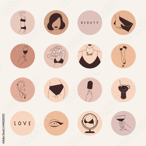 Women highlight covers Feminine social media icons