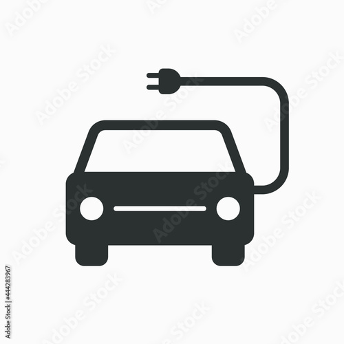 Electric car vector icon isolated on white background.
