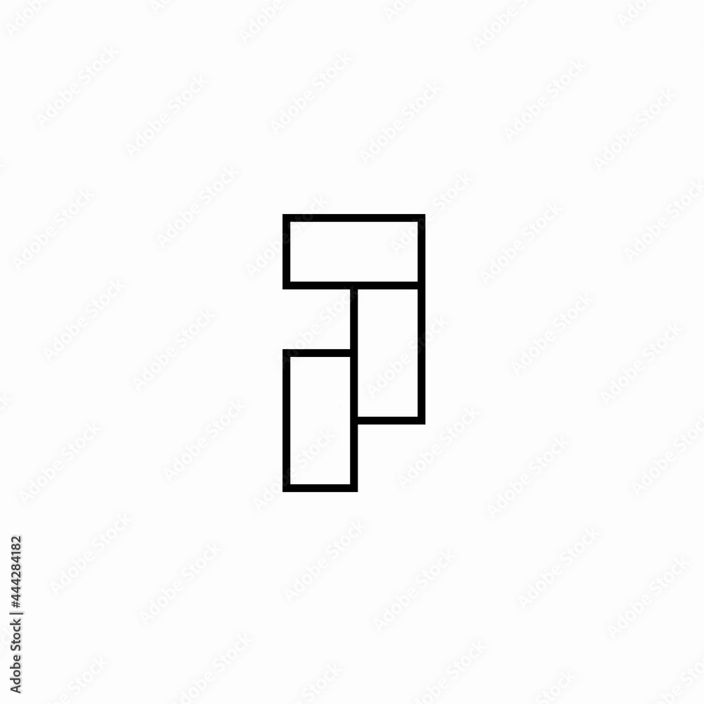 logo design letter P and rectangle
