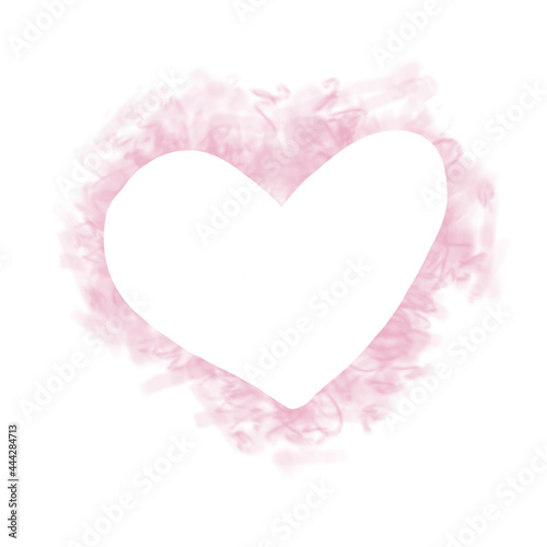Watercolor Pink Heart with space for text. Hand drawn illustration painted by Brush and Aquarelle. Isolated object on white background. Design for wedding invitations and Valentine s Day cards