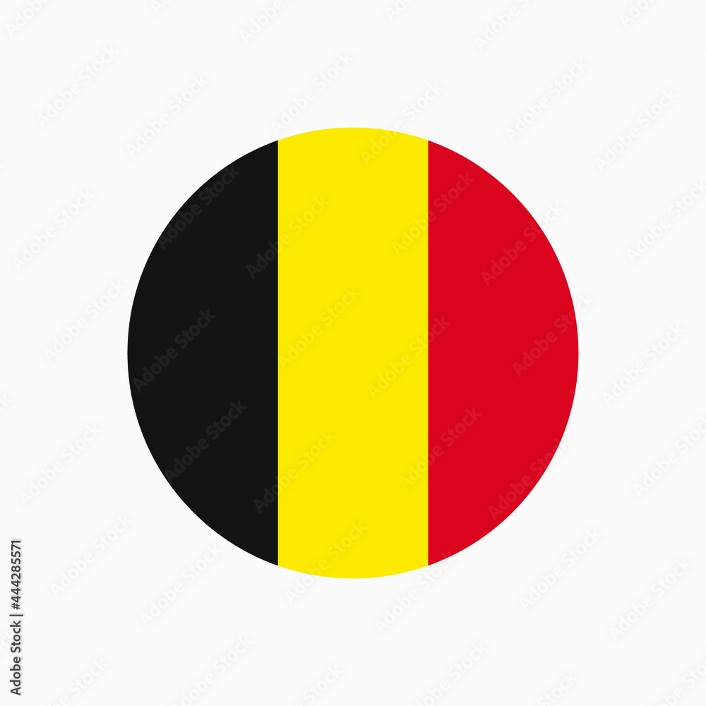 Round Belgian flag vector icon isolated on white background. The flag of Belgium in a circle.