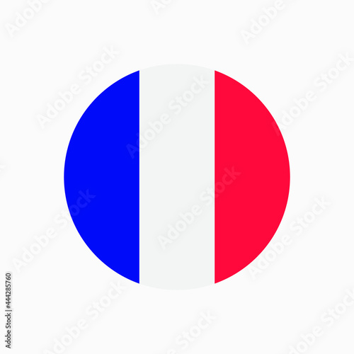 Round french flag vector icon isolated on white background. The flag of France in a circle.
