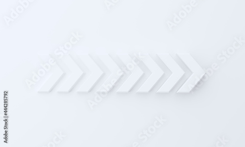 The white right arrow symbols are stacked next to each other. 3d illustration