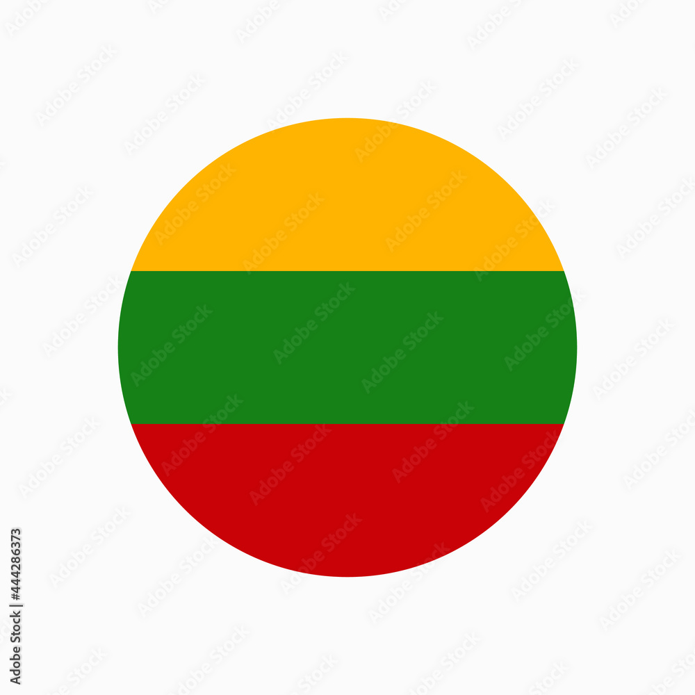 Naklejka premium Round Lithuanian flag vector icon isolated on white background. The flag of Lithuania in a circle.