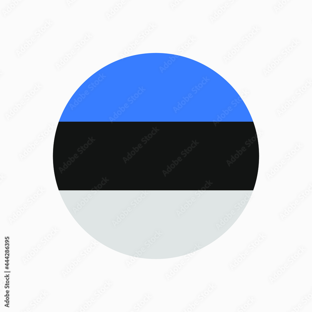 Round Estonian flag vector icon isolated on white background. The flag of Estonia in a circle. Round Estonian flag vector icon isolated on white background. The flag of Estonia in a circle.