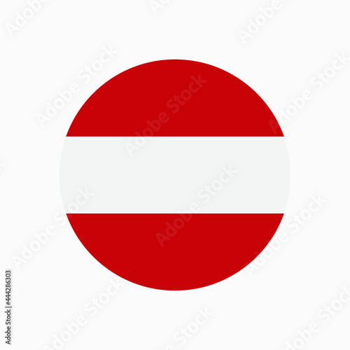 Round Austrian flag vector icon isolated on white background. The flag of Austria in a circle.