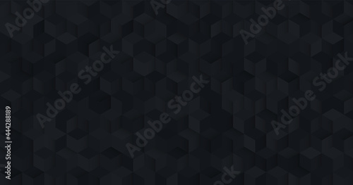 Abstract seamless black square 3D pattern background. Modern geometric hexagon texture design. Vector EPS10