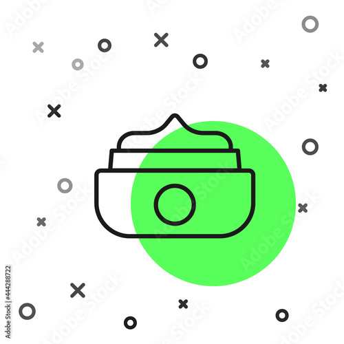 Black line Gel or wax for hair styling icon isolated on white background. Hair cosmetic. Jar with product for styling hair and mustache. Vector